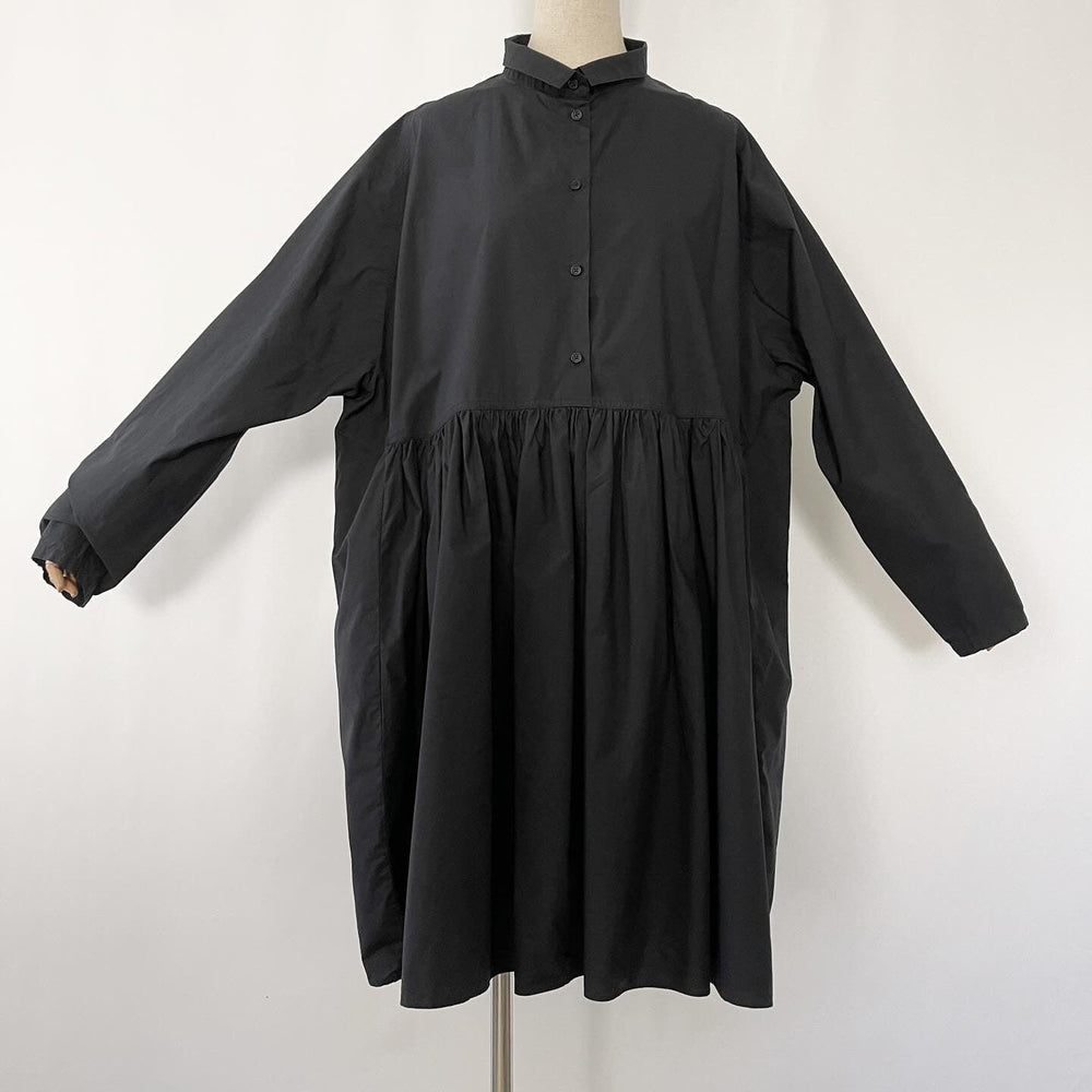 RUNDHOLZ - RUNDHOLZ Oversized Black Cotton Dress - AVVIIVVA.COM