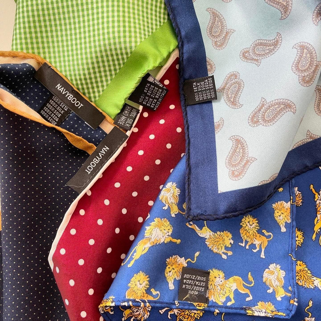 NAVYBOOT - SET OF 5 Silk Pocket Squares - AVVIIVVA.COM